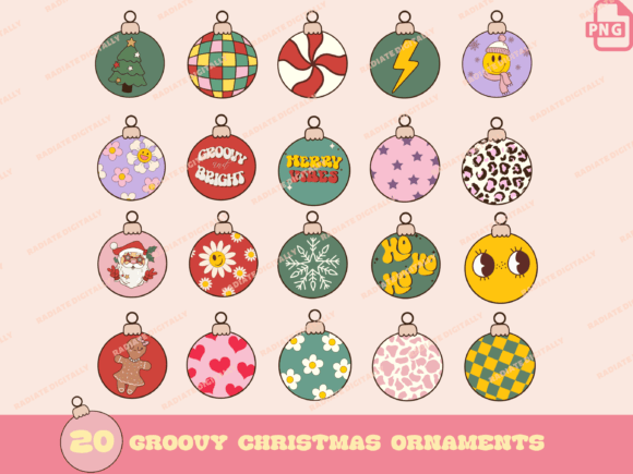 Download Retro Groovy Christmas Ornaments - Retro Collection