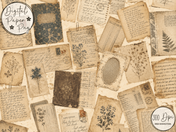 Download Vintage Ephemera Junk Journal Kit Patter - Premium Bundle