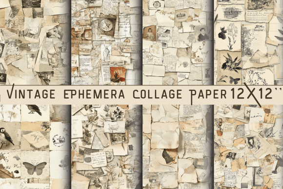 Download Vintage Ephemera Collage Paper - Premium Bundle