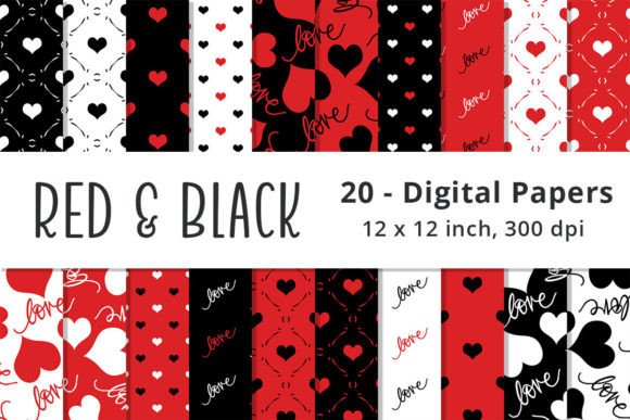 Download Red and Black Valentine Digital Paper - Digital paper Collection