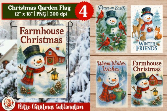 Download Retro Christmas Garden Flag - Retro Collection