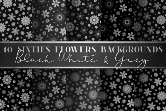 Download Vintage Black and White Retro Flowers - Retro Collection