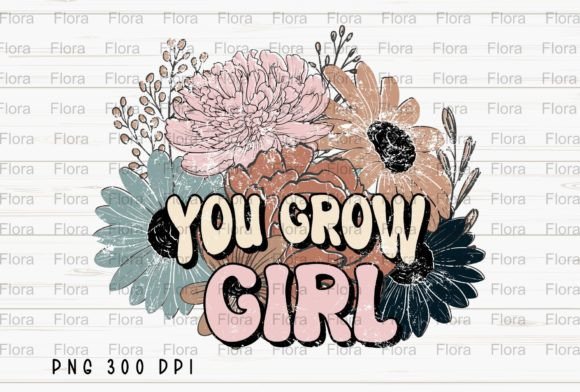 Download You Grow Girl Floral Retro Hippie PNG - Retro Collection