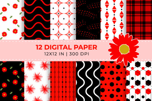 Download Red and Black Digital Papers Set - Digital paper Collection
