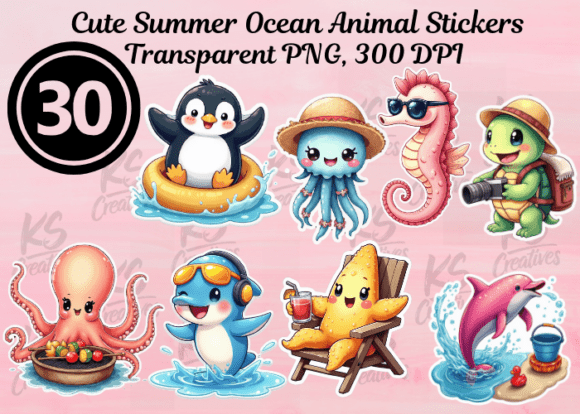 Download Cute Summer Ocean Animal Stickers - Ocean animal Collection