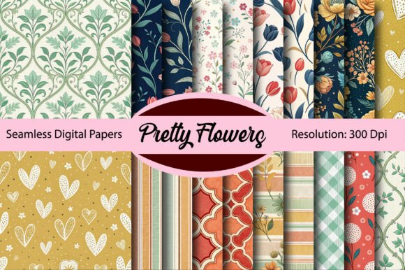 Download PRETTY FLOWERS Seamless Digital Paper - Digital paper Collection