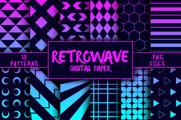 Download Retrowave Pattern Digital Paper - Digital paper Collection